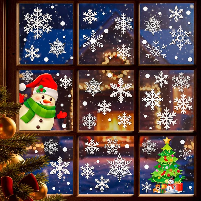Alt view image 2 of 7 - Snowflakes Window Clings, 449PCS Christmas Winter Decorations Stickers | White Snowflakes Window Decals, Holiday New Year Xmas Party Supplies, Ornaments for Frozen Wonderland Door Decor, 10 Sheets