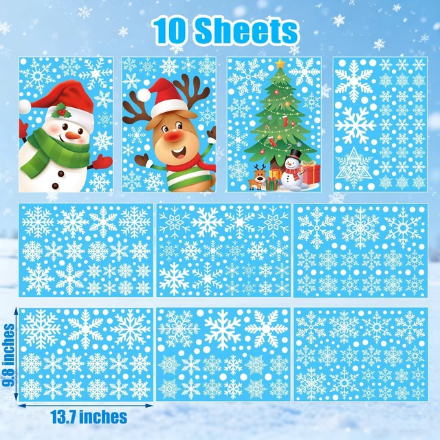 Alt view image 3 of 7 - Snowflakes Window Clings, 449PCS Christmas Winter Decorations Stickers | White Snowflakes Window Decals, Holiday New Year Xmas Party Supplies, Ornaments for Frozen Wonderland Door Decor, 10 Sheets