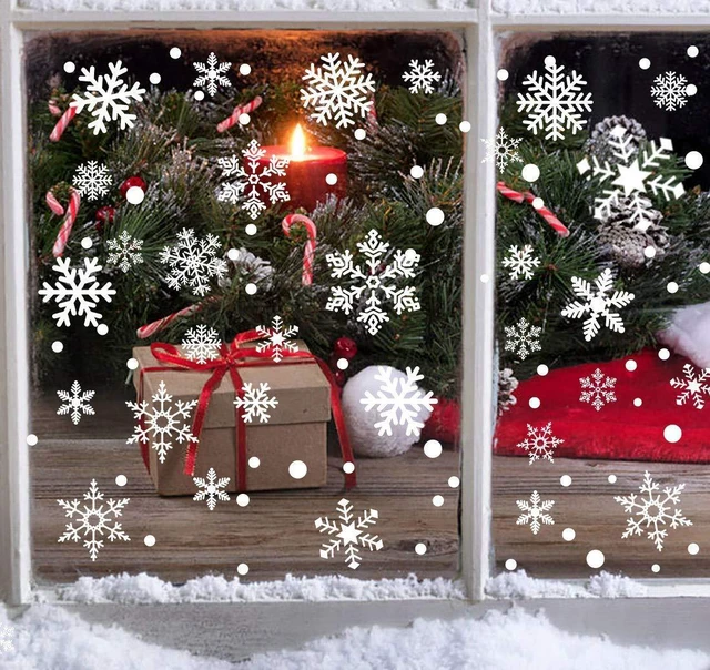Alt view image 5 of 7 - Snowflakes Window Clings, 449PCS Christmas Winter Decorations Stickers | White Snowflakes Window Decals, Holiday New Year Xmas Party Supplies, Ornaments for Frozen Wonderland Door Decor, 10 Sheets