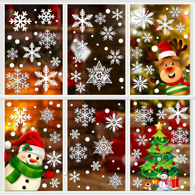 Alt view image 7 of 7 - Snowflakes Window Clings, 449PCS Christmas Winter Decorations Stickers | White Snowflakes Window Decals, Holiday New Year Xmas Party Supplies, Ornaments for Frozen Wonderland Door Decor, 10 Sheets