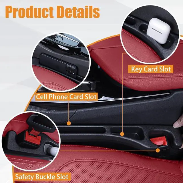 Alt view image 3 of 6 - Smeyta Car Seat Gap Organizer,Seat Gap Filler with Seat Belt Holes,Universal Fit for SUV/Truck/Pickup(Black,2Pack)
