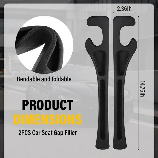 Alt view image 2 of 7 - swardroof Car Seat Gap Filler 2-Pack Black, Dual-Function Fill-and-Store Car Organizer, Seat Gap Filler with Phone & Card Slots, Universal Car Gap Filler for Most Vehicles, Interior Accessories