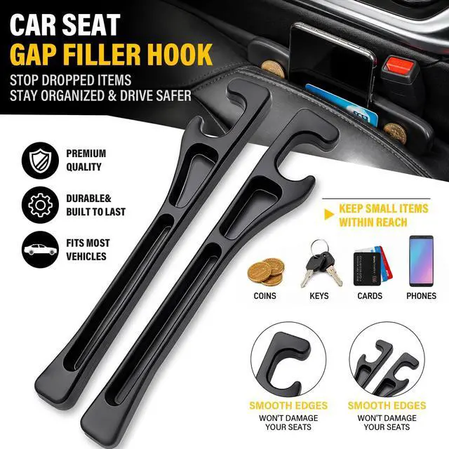 Alt view image 3 of 7 - swardroof Car Seat Gap Filler 2-Pack Black, Dual-Function Fill-and-Store Car Organizer, Seat Gap Filler with Phone & Card Slots, Universal Car Gap Filler for Most Vehicles, Interior Accessories