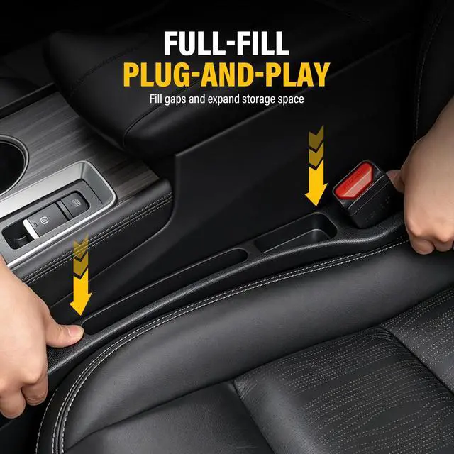 Alt view image 5 of 7 - swardroof Car Seat Gap Filler 2-Pack Black, Dual-Function Fill-and-Store Car Organizer, Seat Gap Filler with Phone & Card Slots, Universal Car Gap Filler for Most Vehicles, Interior Accessories
