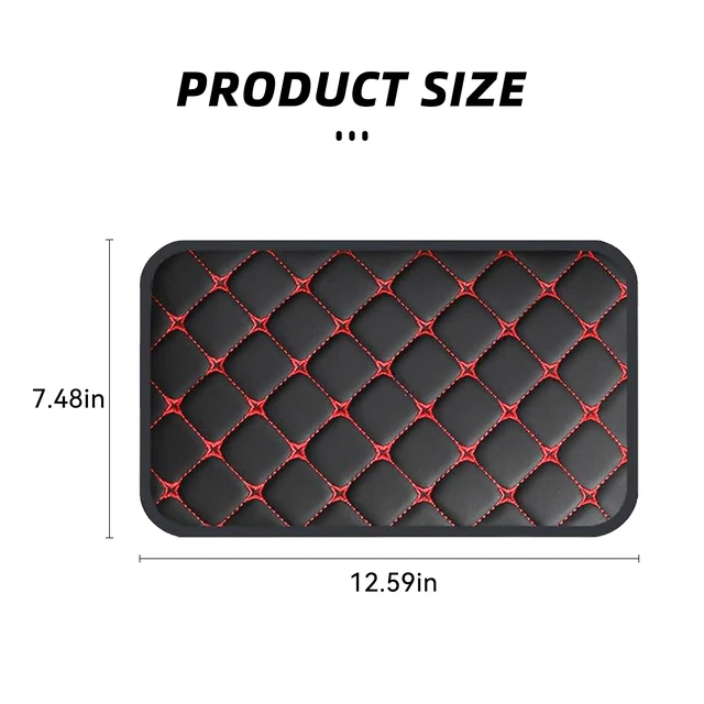 Alt view image 2 of 6 - Couslcd 12.6 x 7.5 Inch PU Leather Console Armrest Pad, Black/Red | water-resistant surface, cushioned contact area, slip-on installation, fits matching console lids, car interior accessories