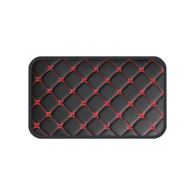 Alt view image 6 of 6 - Couslcd 12.6 x 7.5 Inch PU Leather Console Armrest Pad, Black/Red | water-resistant surface, cushioned contact area, slip-on installation, fits matching console lids, car interior accessories