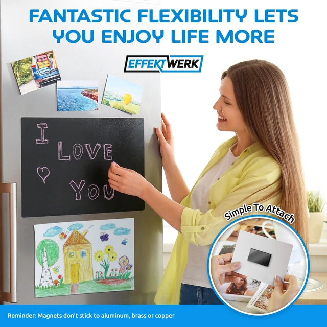 Alt view image 3 of 7 - EWerk - Magnetic Tape Roll - 3.3' / 1 Meter - Extra Thick & Wide Magnet Strips w/ Strong Self-Adhesive Backing - Easy to Cut & Stick to Surfaces - Perfect for DIY, Whiteboard & Fridge Organization