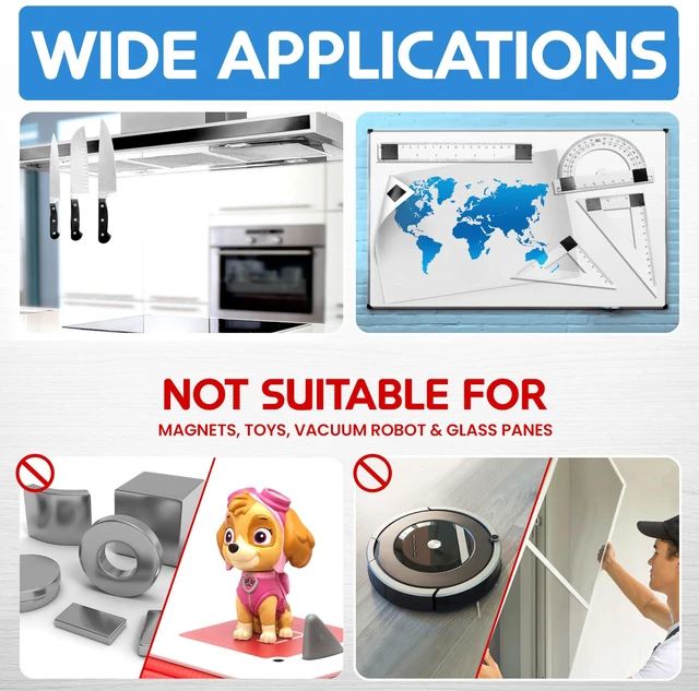 Alt view image 2 of 7 - EWerk - Magnetic Tape Roll - 3.3' / 1 Meter - Extra Thick & Wide Magnet Strips w/ Strong Self-Adhesive Backing - Easy to Cut & Stick to Surfaces - Perfect for DIY, Whiteboard & Fridge Organization