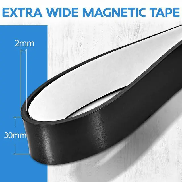Alt view image 5 of 7 - EWerk - Magnetic Tape Roll - 3.3' / 1 Meter - Extra Thick & Wide Magnet Strips w/ Strong Self-Adhesive Backing - Easy to Cut & Stick to Surfaces - Perfect for DIY, Whiteboard & Fridge Organization