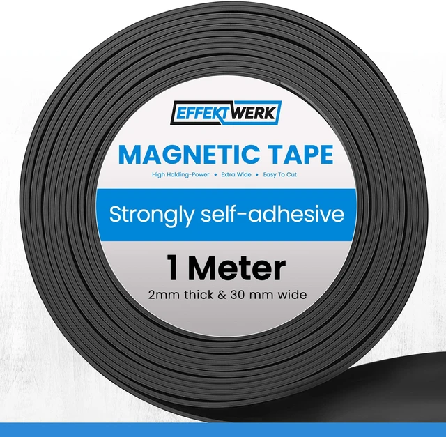 Alt view image 6 of 7 - EWerk - Magnetic Tape Roll - 3.3' / 1 Meter - Extra Thick & Wide Magnet Strips w/ Strong Self-Adhesive Backing - Easy to Cut & Stick to Surfaces - Perfect for DIY, Whiteboard & Fridge Organization