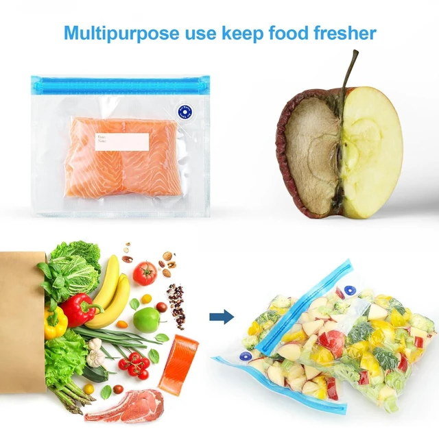 Alt view image 3 of 5 - Reusable Vacuum Sealer Bags for Food, 10 PCS (Size 8.66" x 8.3") BPA-Free Food Storage Bags with Air Valve, Leak-Proof & Odor-Resistant for Freshness Preservation