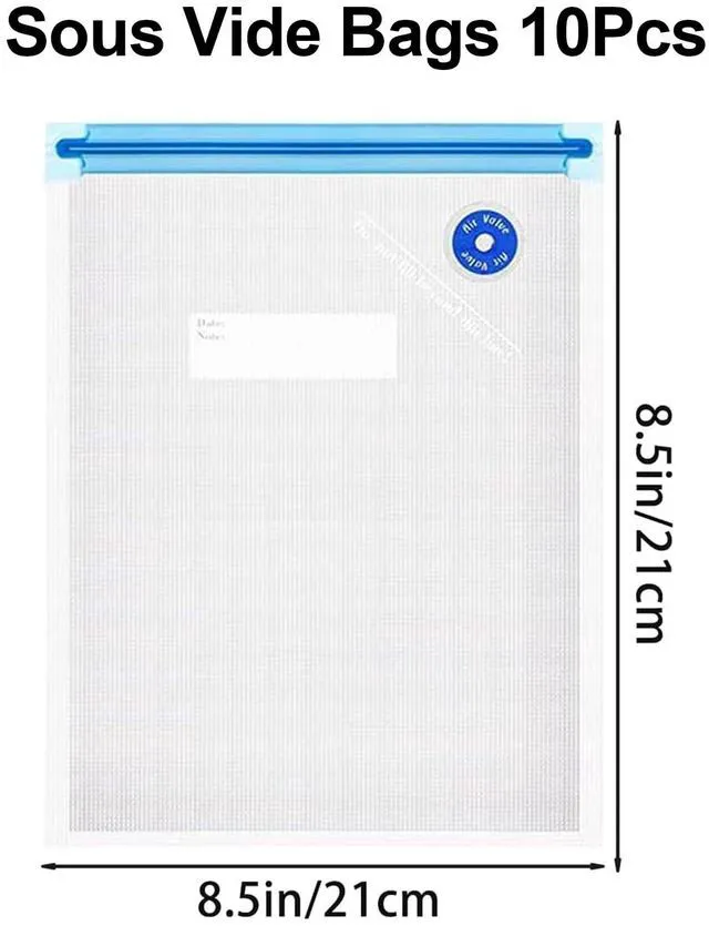 Alt view image 5 of 5 - Reusable Vacuum Sealer Bags for Food, 10 PCS (Size 8.66" x 8.3") BPA-Free Food Storage Bags with Air Valve, Leak-Proof & Odor-Resistant for Freshness Preservation