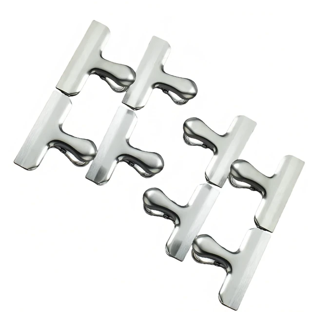 Main image of Hiiooweiyi 8 Pack Stainless Steel Food Sealing Clips, Heavy Duty Metal Bag Clips for Food Storage, Air Tight Seal Chip for Snack, Coffee, Bread, Kitchen Organization & Office Use(Silver)