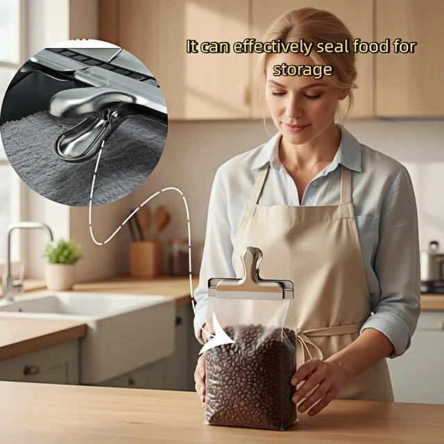 Alt view image 2 of 3 - Hiiooweiyi 8 Pack Stainless Steel Food Sealing Clips, Heavy Duty Metal Bag Clips for Food Storage, Air Tight Seal Chip for Snack, Coffee, Bread, Kitchen Organization & Office Use(Silver)