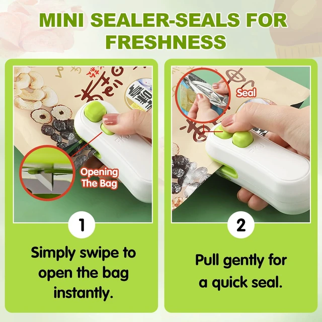 Alt view image 2 of 7 - Mini Bag Sealer,2025 Upgraded 2 in 1 Mini Bag Sealer,Rechargeable Handheld Bag Sealer with Cutter and Magnet for Snack Plastic Bags Food Storage Travel (white)