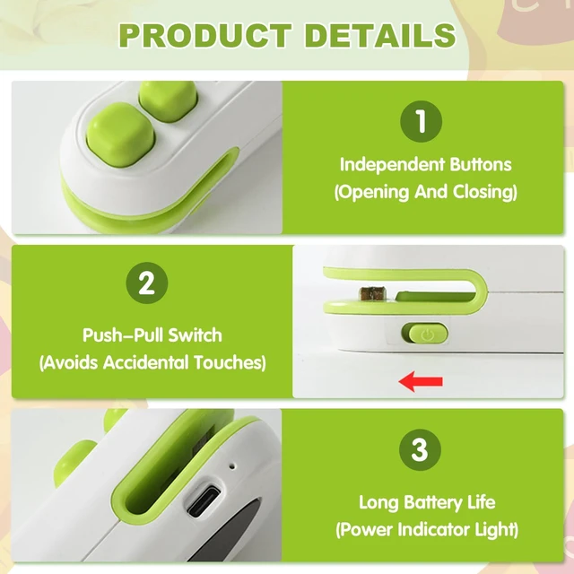 Alt view image 5 of 7 - Mini Bag Sealer,2025 Upgraded 2 in 1 Mini Bag Sealer,Rechargeable Handheld Bag Sealer with Cutter and Magnet for Snack Plastic Bags Food Storage Travel (white)