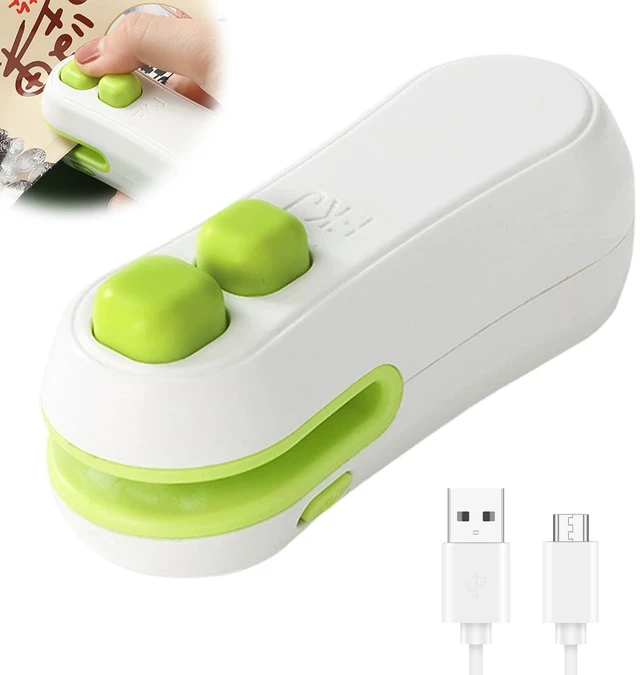 Main image of Mini Bag Sealer,2025 Upgraded 2 in 1 Mini Bag Sealer,Rechargeable Handheld Bag Sealer with Cutter and Magnet for Snack Plastic Bags Food Storage Travel (white)