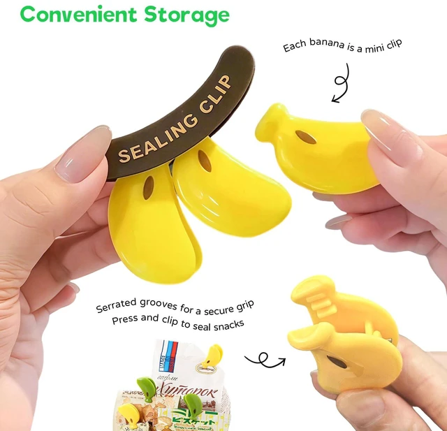Alt view image 4 of 6 - 2PCS Cute Fridge Magnets Banana Shape Yellow/Green, Multi-Function Refrigerator Magnets Bag Sealing Clips, Decorative Food Storage Clips for Home Kitchen Office, Practical Gift for Housewarming/Xmas