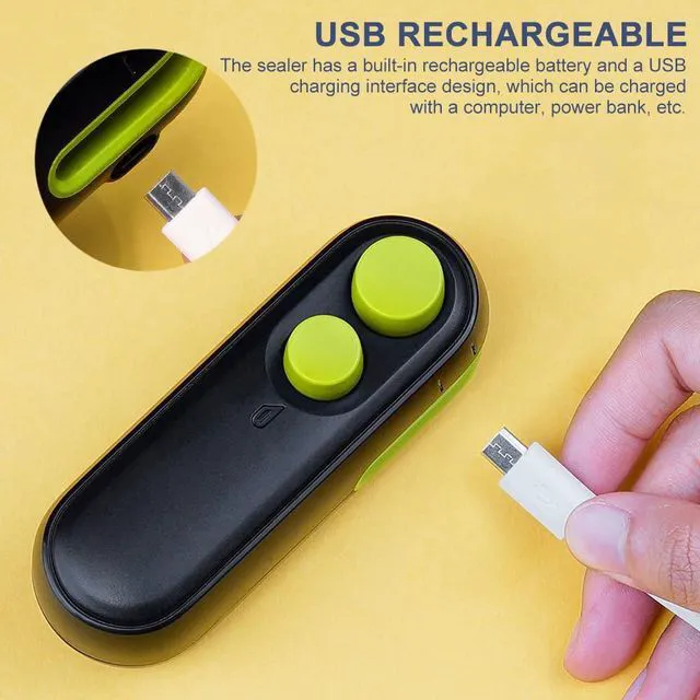 Alt view image 2 of 7 - 2-In-1 Mini Bag Sealer And Cutter, USB Rechargeable Chip Resealer | Portable Handheld Design, For Plastic Food Storage Bags, Magnetic Backing For Refrigerator, Keep Snacks Fresh, Easy To Use