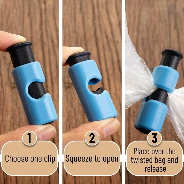 Alt view image 5 of 7 - Squeeze and Lock Bread Bag Clips, 2.4 Inch, 8 Pack | Multicolor Squeeze Lock Clips, Reusable Bag Closures for Bread, Snacks, Coffee, Food Storage, Fits Thick and Thin Bags