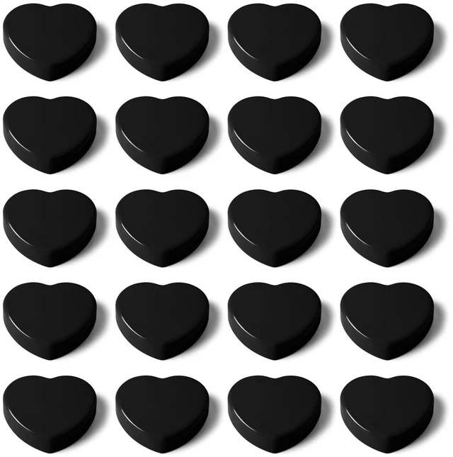 Main image of QOJOPU Fridge Magnets, 20PCS Strong Small Refrigerator Magnets for Whiteboard, Kitchen, Heavy Duty Mini Cute Magnets for Office, Classroom & School, Black Round Heart Magnet, Decorative Magnetic Dots