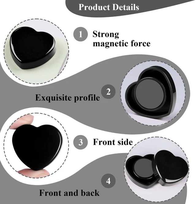 Alt view image 2 of 7 - QOJOPU Fridge Magnets, 20PCS Strong Small Refrigerator Magnets for Whiteboard, Kitchen, Heavy Duty Mini Cute Magnets for Office, Classroom & School, Black Round Heart Magnet, Decorative Magnetic Dots
