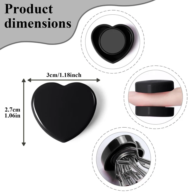 Alt view image 3 of 7 - QOJOPU Fridge Magnets, 20PCS Strong Small Refrigerator Magnets for Whiteboard, Kitchen, Heavy Duty Mini Cute Magnets for Office, Classroom & School, Black Round Heart Magnet, Decorative Magnetic Dots