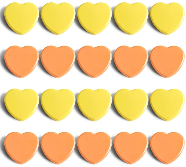 Main image of ZDZBLX Fridge Magnets - 20PCS Heart Strong Refrigerator Magnets - Heavy Duty Small Magnets for Whiteboard, Locker, Office & School - Cute Decorative Magnet for Home Kitchen Crafts Map (Orange+Yellow)