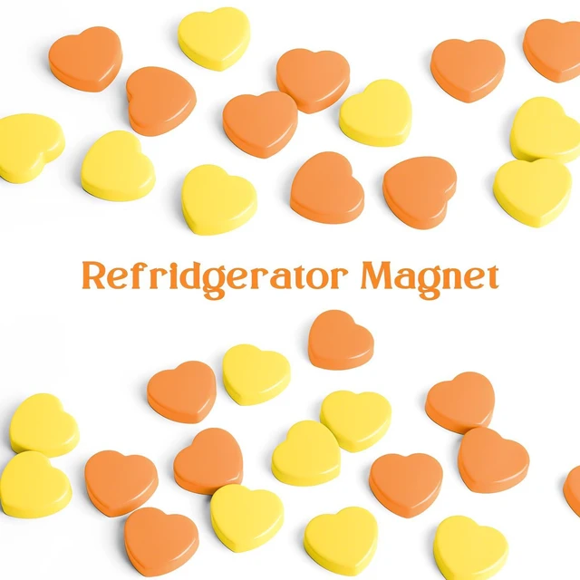 Alt view image 4 of 7 - ZDZBLX Fridge Magnets - 20PCS Heart Strong Refrigerator Magnets - Heavy Duty Small Magnets for Whiteboard, Locker, Office & School - Cute Decorative Magnet for Home Kitchen Crafts Map (Orange+Yellow)