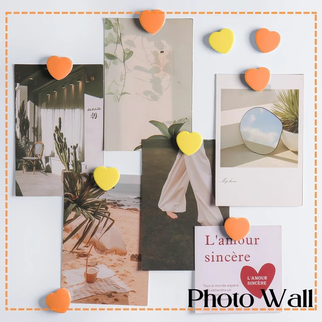 Alt view image 5 of 7 - ZDZBLX Fridge Magnets - 20PCS Heart Strong Refrigerator Magnets - Heavy Duty Small Magnets for Whiteboard, Locker, Office & School - Cute Decorative Magnet for Home Kitchen Crafts Map (Orange+Yellow)