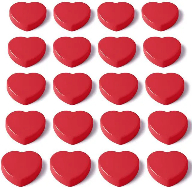 Main image of PYJLBX Heart Fridge Magnets, 20Pcs Strong Small Red for Whiteboard & Office | Cute mini decorative refrigerator magnets for home, classroom, kitchen & metal surfaces. Heavy duty hold for lockers & cra