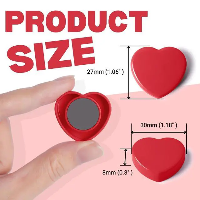 Alt view image 4 of 7 - PYJLBX Heart Fridge Magnets, 20Pcs Strong Small Red for Whiteboard & Office | Cute mini decorative refrigerator magnets for home, classroom, kitchen & metal surfaces. Heavy duty hold for lockers & cra