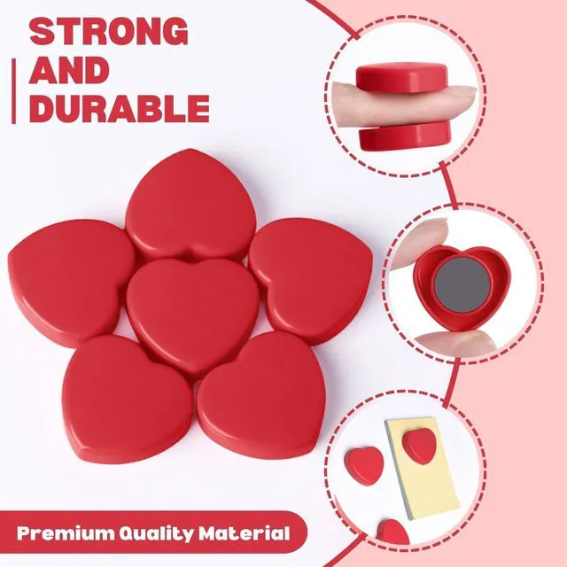 Alt view image 3 of 7 - PYJLBX Heart Fridge Magnets, 20Pcs Strong Small Red for Whiteboard & Office | Cute mini decorative refrigerator magnets for home, classroom, kitchen & metal surfaces. Heavy duty hold for lockers & cra