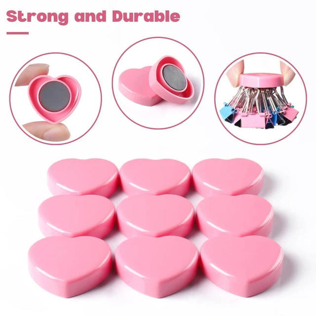 Alt view image 2 of 7 - DUJEQM 20PCS Strong Fridge Magnets - Heavy Duty Small Magnets for Whiteboard, Craft & Lockers | Cute Decorative Kitchen Office Classroom Magnet | Mini Heart Pink Refrigerator Magnets for Home School