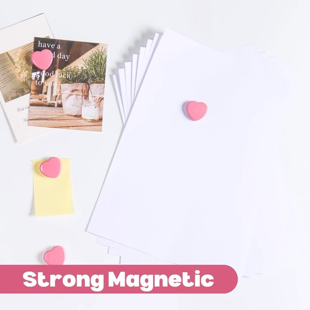 Alt view image 6 of 7 - DUJEQM 20PCS Strong Fridge Magnets - Heavy Duty Small Magnets for Whiteboard, Craft & Lockers | Cute Decorative Kitchen Office Classroom Magnet | Mini Heart Pink Refrigerator Magnets for Home School