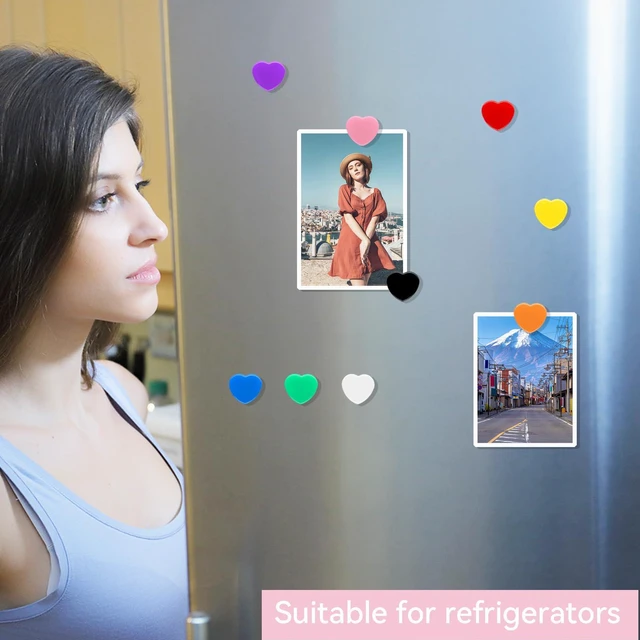 Alt view image 6 of 7 - ZDZBLX Fridge Magnets, 10 Pack Strong Refrigerator Magnets Small Heart Shape, Cute Decorative Magnets for Whiteboard Locker Office School Classroom Home, Heavy Duty Multi-Color Mini Magnet (10 Colors)