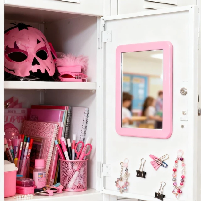 Alt view image 3 of 6 - ARTLYMERS Locker Mirror Magnetic, Locker Accessories, 5x7 Real Glass Pink | Locker Decor & Stuff, Magnet Backing, Back to School, Classroom Decorations, Household Refrigerator, Office Cabinet, Bathroo