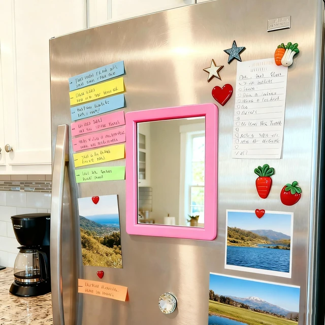 Alt view image 4 of 6 - ARTLYMERS Locker Mirror Magnetic, Locker Accessories, 5x7 Real Glass Pink | Locker Decor & Stuff, Magnet Backing, Back to School, Classroom Decorations, Household Refrigerator, Office Cabinet, Bathroo