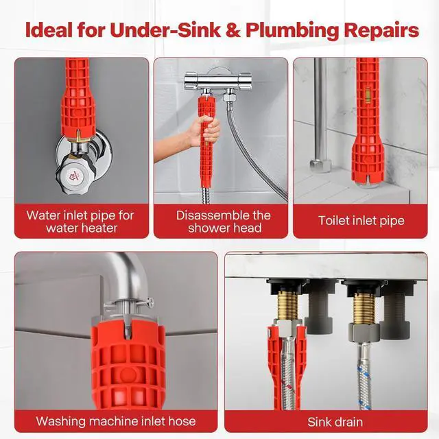 Alt view image 5 of 6 - Sink Faucet Pipe Installer Wrench, Plumbing Tool Bathroom Kitchen Toilet