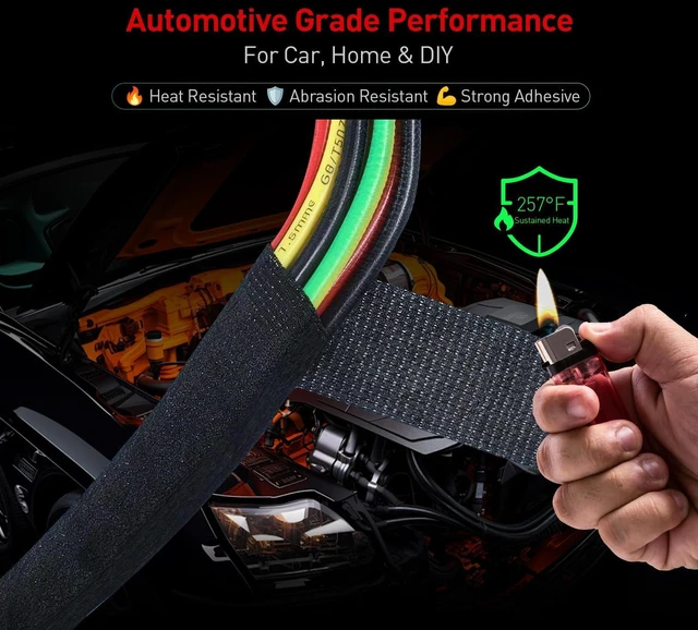 Alt view image 3 of 6 - Ndcadhesive Wiring Harness Tape, 1/2 x 50Ft, Black | Heat Resistant, Noise Dampening, Abrasion Resistant, PET Fleece Automotive Cloth Wire for Wiring, Audio, Harness, Dashboard