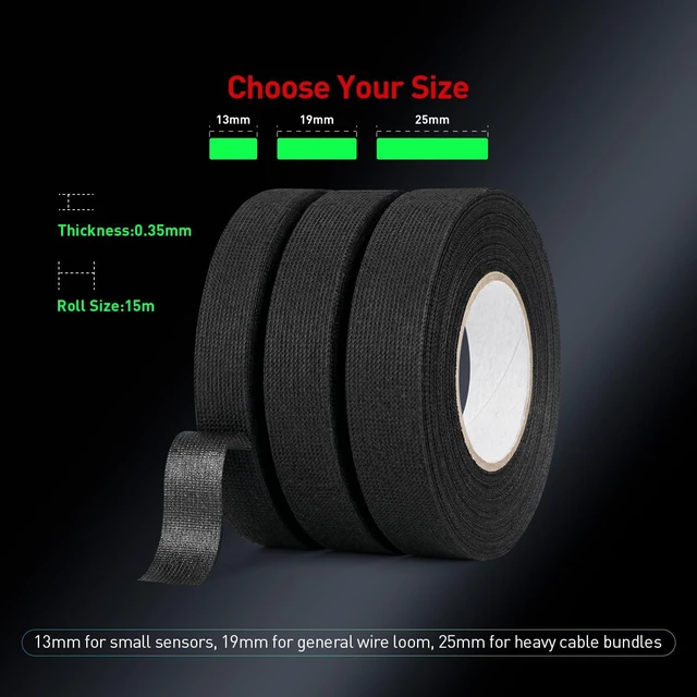 Alt view image 6 of 6 - Ndcadhesive Wiring Harness Tape, 1/2 x 50Ft, Black | Heat Resistant, Noise Dampening, Abrasion Resistant, PET Fleece Automotive Cloth Wire for Wiring, Audio, Harness, Dashboard
