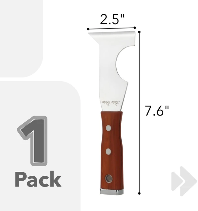 Alt view image 2 of 6 - Paint Scraper Tool, 5 in 1 Painters Tool, Rose Wooden Handle Paint Scrapers for Wood, Putty Knife, Metal Spackle Knife, Metal Hammer End, Stainless Steel