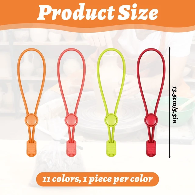 Alt view image 2 of 7 - 11 Pcs Clay Bag Ties Colorful Adjustable Elasticity Pottery Tools Tie Pottery Strap Ceramic Tool Strap for Bag Closure Organization Sculpting Enthusiasts Artist
