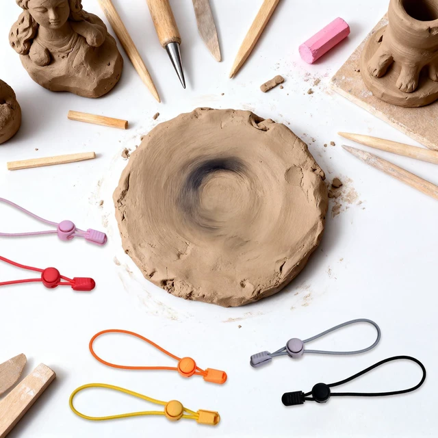 Alt view image 7 of 7 - 11 Pcs Clay Bag Ties Colorful Adjustable Elasticity Pottery Tools Tie Pottery Strap Ceramic Tool Strap for Bag Closure Organization Sculpting Enthusiasts Artist
