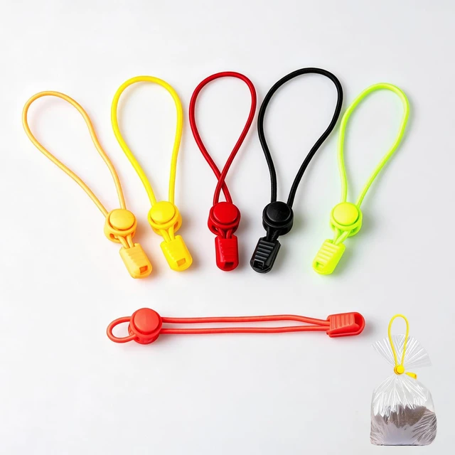 Main image of 6Pcs Adjustable Elastic Clay Bag Ties with Push-Button Lock, Reusable Color-Coded Straps for Sealing Pottery Clay Bags, Food Bags, and Organizing Cords (6 Colors)