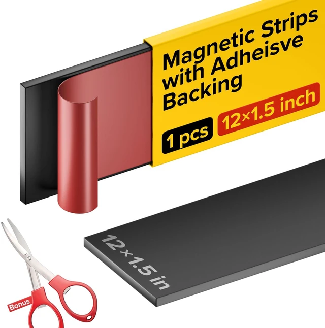 Main image of X-bet MAGNET Super Sticky Adhesive Magnetic Strips, 12x1.5 (30x3.8cm), 1 pc | Flexible Magnet Strips, Adhesive Backing, Easy to Cut & Mount, For Crafts, Labels & Light Organization