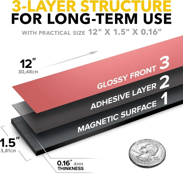 Alt view image 2 of 6 - X-bet MAGNET Super Sticky Adhesive Magnetic Strips, 12x1.5 (30x3.8cm), 1 pc | Flexible Magnet Strips, Adhesive Backing, Easy to Cut & Mount, For Crafts, Labels & Light Organization