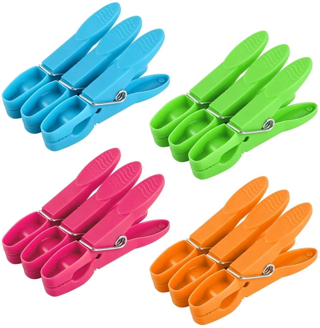 Main image of Colored Plastic Clothespins Heavy Duty Laundry Clips with Springs Non-Slip Clothes Pegs for Hanging Clothes Towels Crafts Picture Photo Food Package Clips (12 Pcs)
