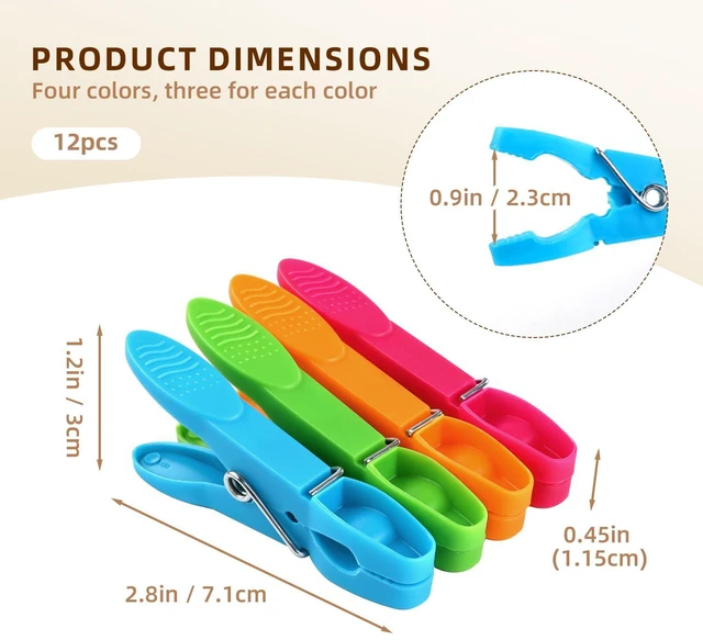 Alt view image 3 of 7 - Colored Plastic Clothespins Heavy Duty Laundry Clips with Springs Non-Slip Clothes Pegs for Hanging Clothes Towels Crafts Picture Photo Food Package Clips (12 Pcs)