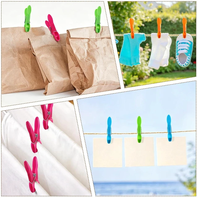 Alt view image 6 of 7 - Colored Plastic Clothespins Heavy Duty Laundry Clips with Springs Non-Slip Clothes Pegs for Hanging Clothes Towels Crafts Picture Photo Food Package Clips (12 Pcs)